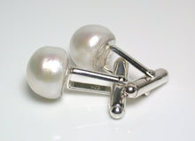 Load image into Gallery viewer, 13mm Kasumi-like pearl &amp; sterling silver cufflinks