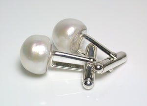 13mm Kasumi-like pearl & sterling silver cufflinks