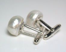 Load image into Gallery viewer, 14.5mm Kasumi-like pearl &amp; sterling silver cufflinks