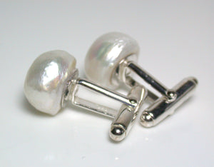 14.5mm Kasumi-like pearl & sterling silver cufflinks