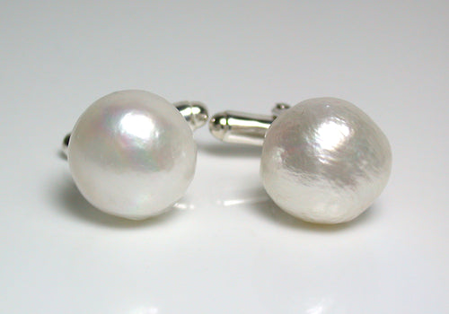 14.5mm Kasumi-like pearl & sterling silver cufflinks