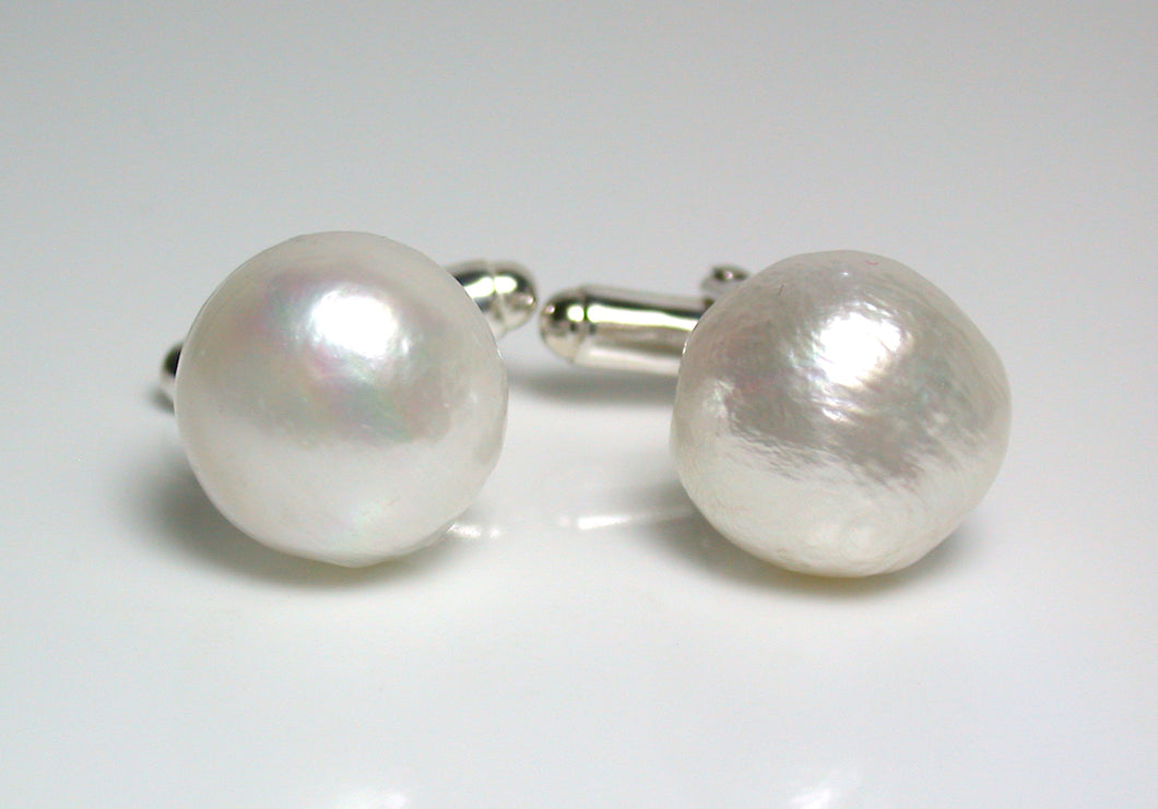 14.5mm Kasumi-like pearl & sterling silver cufflinks
