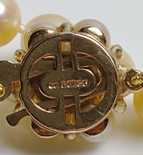 Load image into Gallery viewer, 6.5-7mm golden Akoya necklace &amp; 9ct gold pearl-set clasp