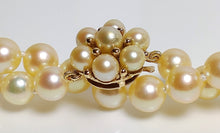 Load image into Gallery viewer, 6.5-7mm golden Akoya necklace &amp; 9ct gold pearl-set clasp