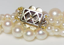 Load image into Gallery viewer, Vintage double 3-6.5mm Akoya saltwater pearl, 9ct gold &amp; garnet necklace