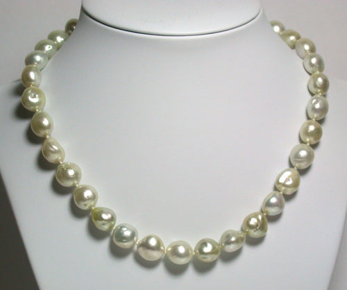 Champagne 10-12mm South Sea pearl necklace & vermeil clasp