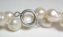 Load image into Gallery viewer, White 10.5-13mm ripple pearl &amp; sterling silver necklace