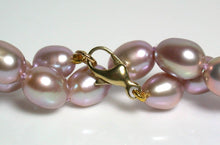 Load image into Gallery viewer, 8x10mm lavender pink pearl &amp; 9 carat gold necklace
