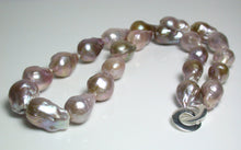 Load image into Gallery viewer, Multi-colour 10-14mm Kasumi-like pearl &amp; silver necklace