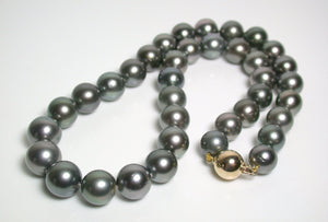 9.8-11.9mm Tahitian pearl & 9ct gold necklace