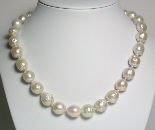 White 10.5-13mm ripple pearl & sterling silver necklace