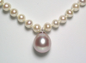 11x12mm pink drop freshwater pearl & 9ct gold pendant necklace