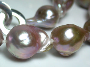 Multi-colour 10-14mm Kasumi-like pearl & silver necklace