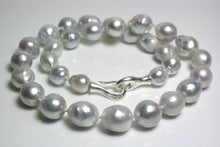 Load image into Gallery viewer, Grey 9-11.5mm South Sea pearl &amp; sterling silver necklace