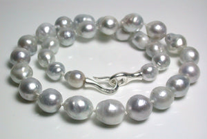 Grey 9-11.5mm South Sea pearl & sterling silver necklace
