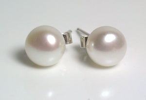 7.5mm white freshwater pearl & sterling silver earrings