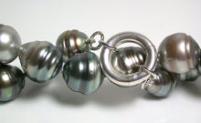 Load image into Gallery viewer, 11-13mm grey Tahitian pearl &amp; sterling silver necklace