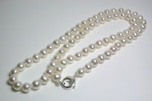 Load image into Gallery viewer, 25&quot; white 8-8.5mm freshwater pearl &amp; sterling silver necklace