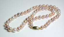 Load image into Gallery viewer, 6.5-7.5mm multicolour pearl &amp; 9 carat gold necklace