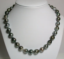 Load image into Gallery viewer, 11-13mm grey Tahitian pearl &amp; sterling silver necklace