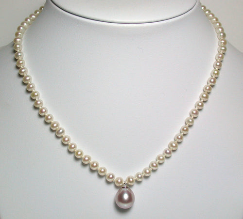 11x12mm pink drop freshwater pearl & 9ct gold pendant necklace