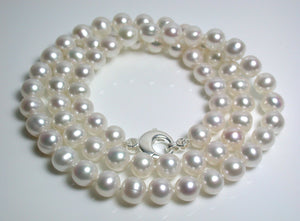 25" white 8-8.5mm freshwater pearl & sterling silver necklace