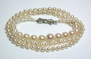 Vintage AAA 2.5-6.6mm Akoya pearl necklace & diamond clasp