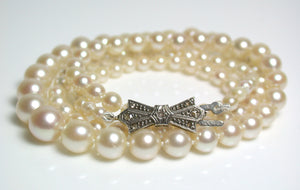 Vintage AAA 2.5-6.6mm Akoya pearl necklace & diamond clasp