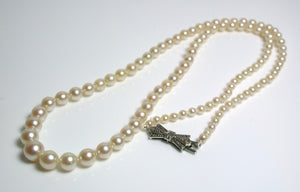 Vintage AAA 2.5-6.6mm Akoya pearl necklace & diamond clasp