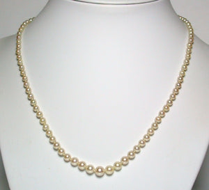Vintage AAA 2.5-6.6mm Akoya pearl necklace & diamond clasp