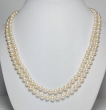 Load image into Gallery viewer, 1980s vintage double 6-6.5mm Akoya pearl, ruby &amp; 18ct gold necklace