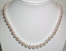 Load image into Gallery viewer, 7.5-8mm Akoya pearl necklace, 9ct gold &amp; diamond Tiffany X style clasp