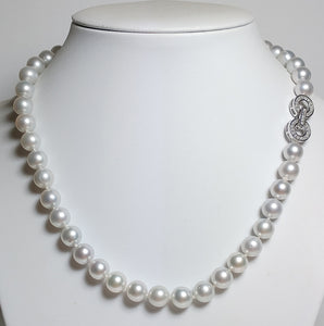 Silver grey 8.5-9mm South Sea pearl & sterling silver necklace