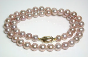 8-8.5mm pink-gold pearl & 9 carat gold necklace
