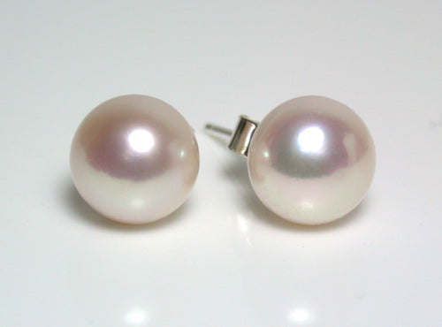 Special Offer 8.5mm metallic white freshwater pearl & sterling silver earrings
