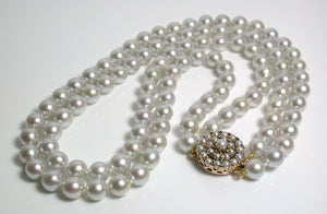 7.5-8mm silver grey Akoya necklace & vintage 9ct gold clasp