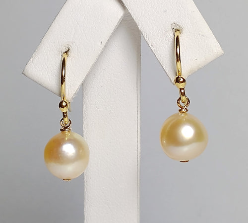 9mm golden Akoya pearl & gold vermeil earrings