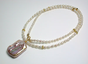 17mm baroque freshwater pearl & gold filled pendant necklace