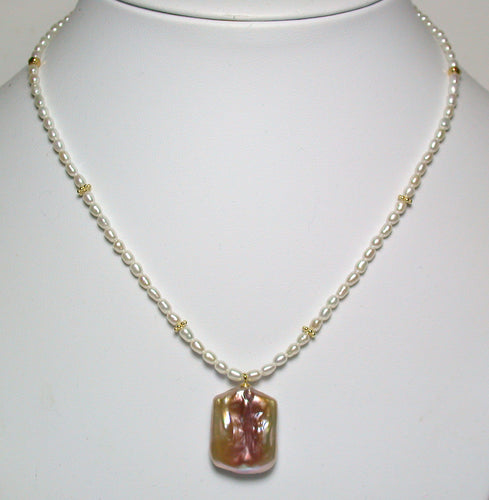 17mm baroque freshwater pearl & gold filled pendant necklace