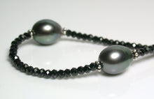 Load image into Gallery viewer, 9.5x12mm Tahitian pearl, spinel &amp; sterling silver necklace