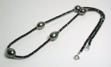 Load image into Gallery viewer, 9.5x12mm Tahitian pearl, spinel &amp; sterling silver necklace