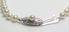 Load image into Gallery viewer, Vintage Mikimoto cultured Akoya pearl &amp; 10ct white gold necklace in original box