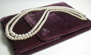 Vintage Mikimoto double strand cultured Akoya pearl & silver necklace in original box