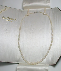 Vintage Mikimoto cultured Akoya pearl & 10ct white gold necklace in original box