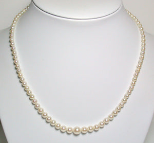 Vintage Mikimoto cultured Akoya pearl & 10ct white gold necklace in original box