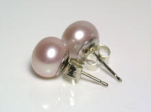 Load image into Gallery viewer, 8.5mm pale pink pearl &amp; 9 carat white gold earrings