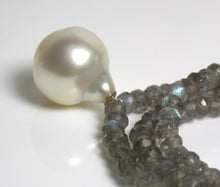Load image into Gallery viewer, 13x15mm South Sea pearl, labradorite &amp; 9ct gold necklace