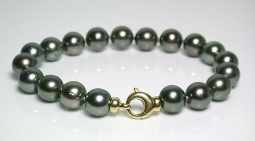 9-9.5mm peacock Tahitian pearl & 18ct gold bracelet
