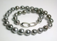 Load image into Gallery viewer, 10x11.5mm Tahitian pearl &amp; sterling silver necklace