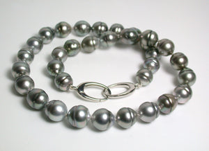 10x11.5mm Tahitian pearl & sterling silver necklace